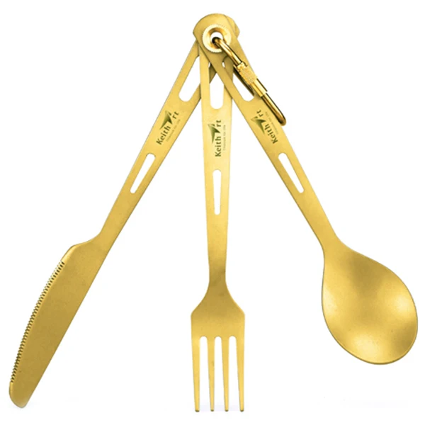 

Keithart Ti5716 Travel Household Three-Piece Titanium Cutlery Knife Fork Spoon Detachable Corrosion Resistance Outdoor Tableware