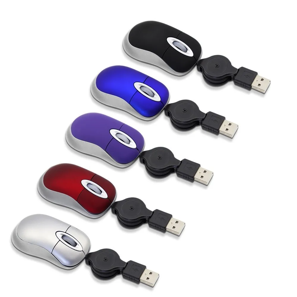 

CHUYI Mini Mouse Protable Wired With Retractable Cable Gaming Mouse Usb 1600 Dpi Mouse Computer Accessices For Office Pc Laptop