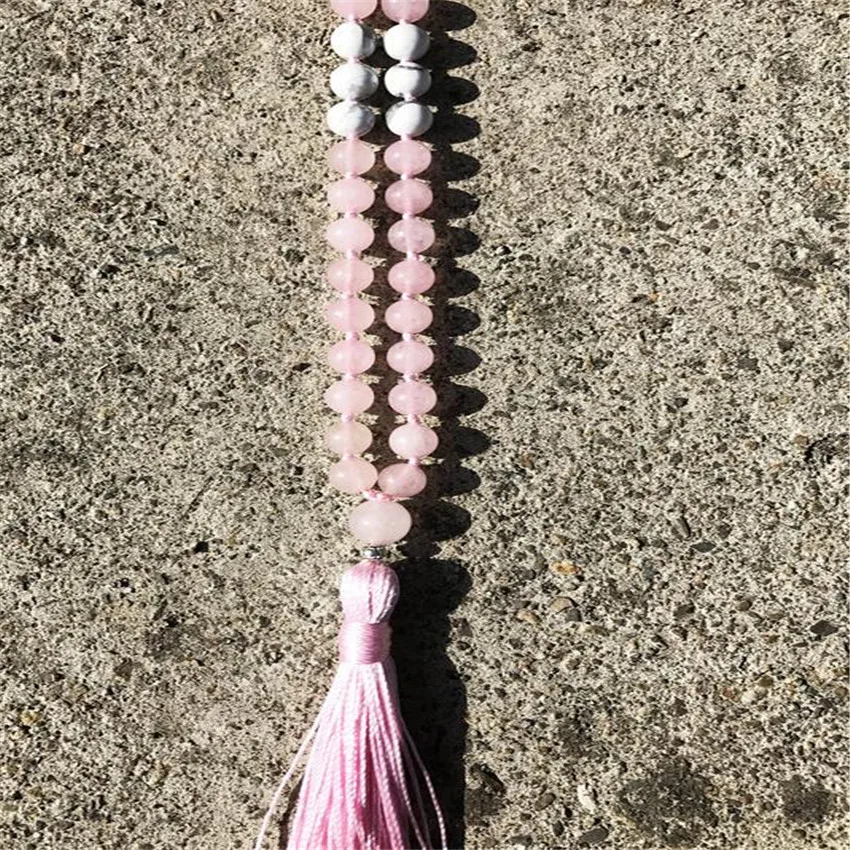 6 мм натуральный белый 108 бусин кисточек ожерелье для йоги Lucky Hot new Fancy mala Sutra