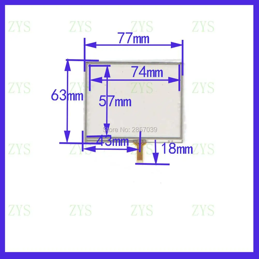 

ZhiYuSun KD09G799-LF-289-3.5 3.5Inch 77mm*63mm 4Wire Resistive TouchScreen Panel Digitizer this is compatible 77*63