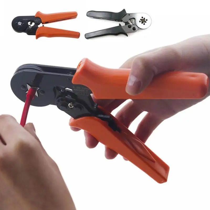 

Mini HSC8 6-4/6-4b 0.25-6mm 23-10AWG Hexagon Quadrilateral Tube Bootlace Terminal Crimping Pliers Crimp Hand Tools
