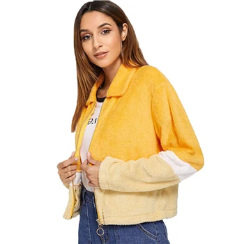 

New Fashion Womens Autumn Winter Jackets Long Sleeve Striped Zipper Outwear Clothes Ladies Warm Fleece Coats Zip Up Jacket