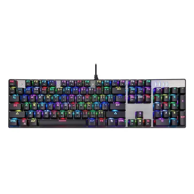 

CK104 Russian English Double Language Gaming Wired Mechanical Keyboard 104 Keys RGB Blue Switch LED Backlit Keyboard for Game