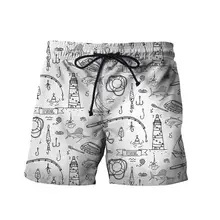 Уличные Мужские Пляжные штаны 3D рыбий прямые шорты полосатые рыбки мужские пляжные шорты S-6XL