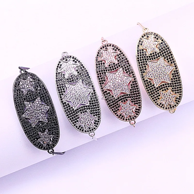 5 шт модные ювелирные изделия микро Pave CZ Овальный соединитель Браслеты Регулируемый размер для женщин