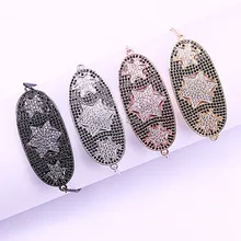 5 шт модные ювелирные изделия микро Pave CZ Овальный соединитель Браслеты Регулируемый размер для женщин