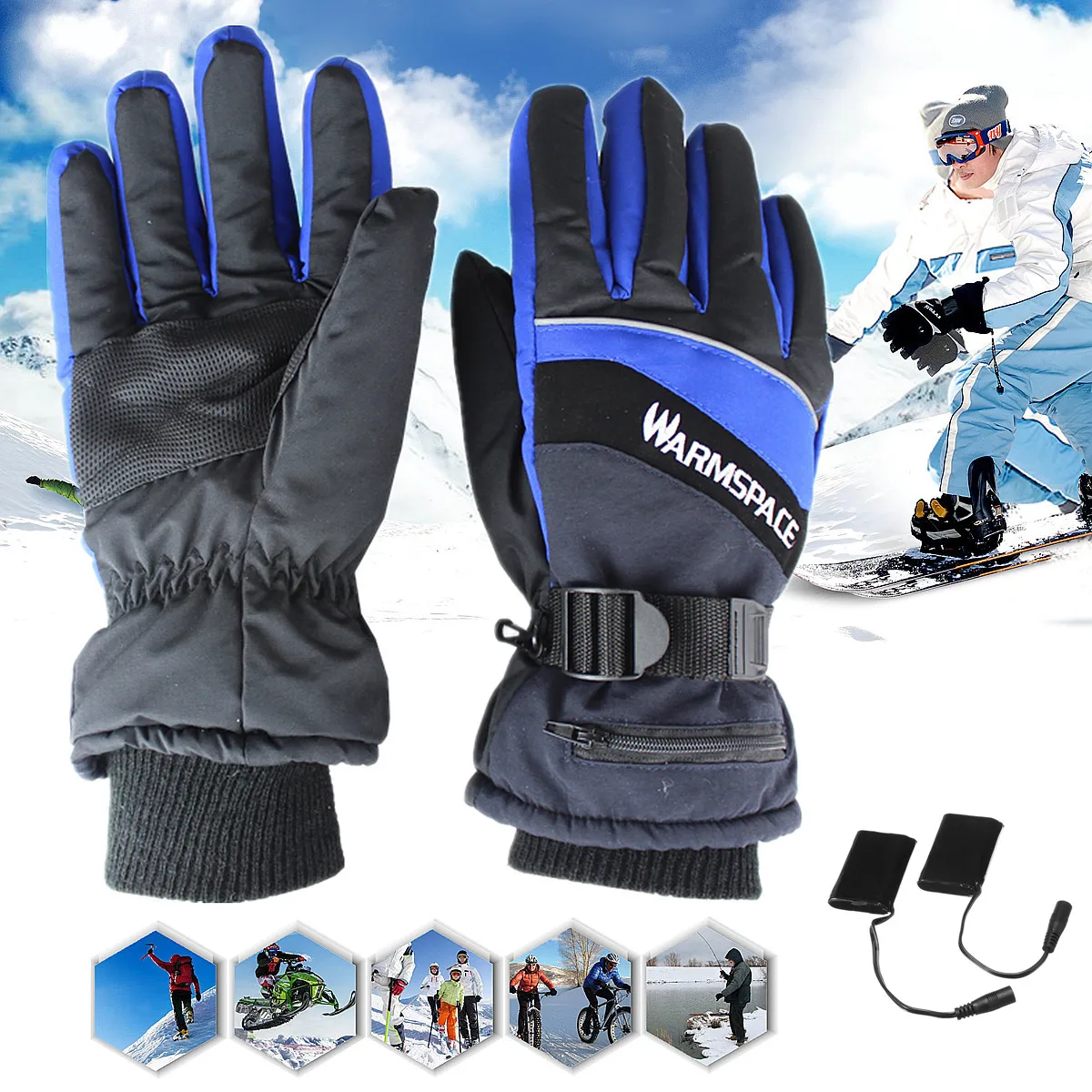 

1 Pair Winter Warmer Electric Heated Gloves Touch-Screen Winter Warm Windproof Waterproof For Cold Weather Activity Motorcycle