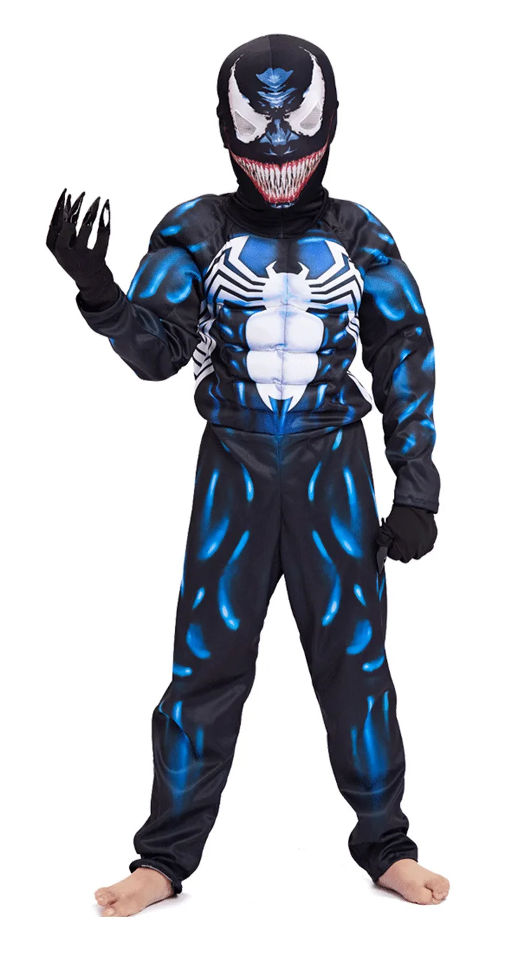 Новое поступление, Детский костюм с мышцами, Костюм Супергероя человека-паука для мальчиков, маскарадный костюм на Хэллоуин, фантазийное нарядное платье
