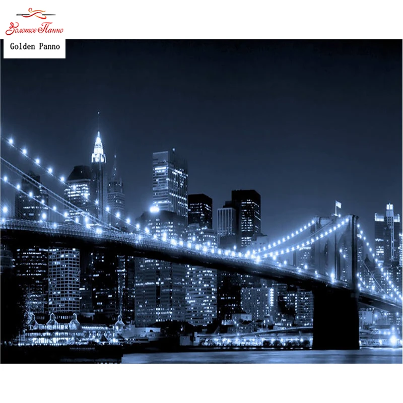 

Golden panno Full square city night diamond painting cross stitch diamond mosaic diamond embroidery painting home decoration