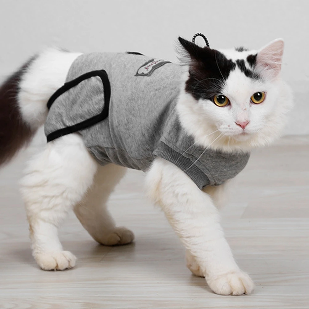 

Pet Cat Recovery Suit For Abdominal Wounds Skin Diseases Surgery Protective Coat Wound Suit Clothes For Pet Cat