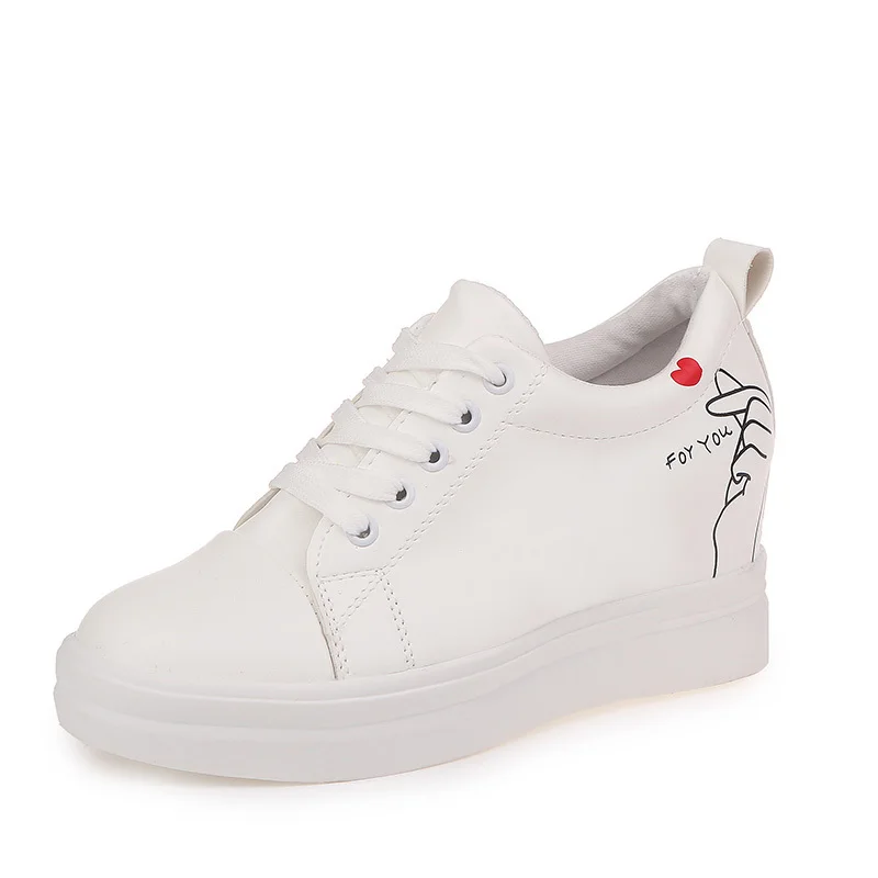 

Wedge Sneakers Women Fashion Increasing Breathable White Sneakers 2019 Platform Sneakers Shoes Woman Casual Canvas Shoes Women