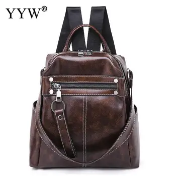 

Large Capacity Leather Backpack Women 2019 Hand bag With Travel Backpacks Men Shoulder Bag Brown Black Knapsack Mochila Feminina