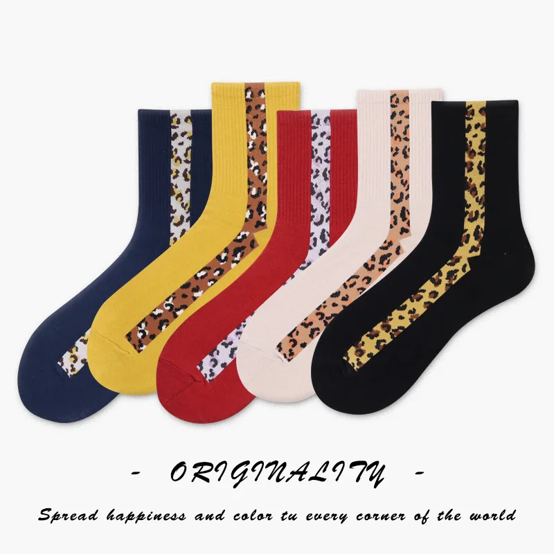 Модные цветные женские носки с леопардовым узором, модные популярные носки для улицы, весенние, летние, Осенние сексуальные носки с леопардовым принтом