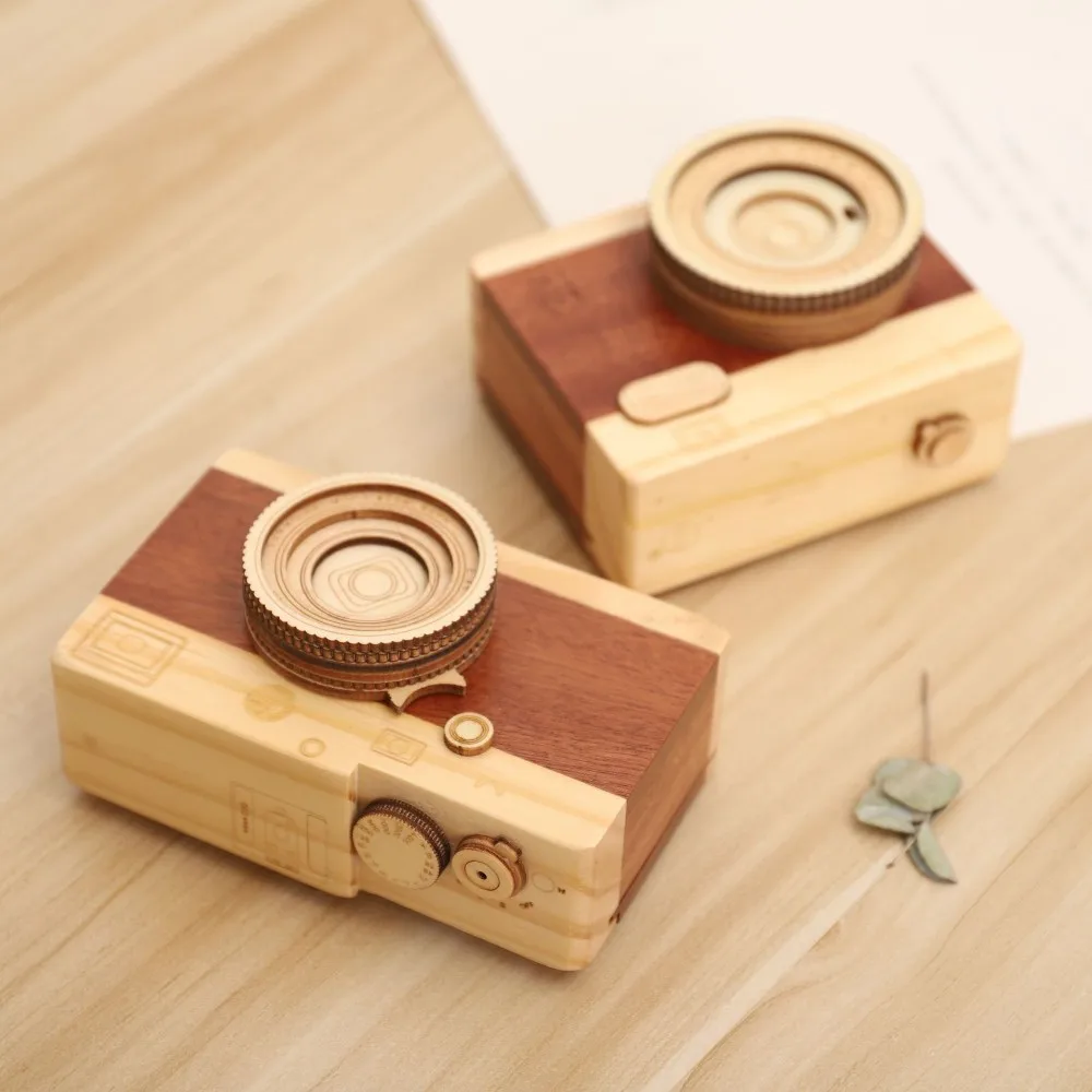 Zakka Творческий Камера музыкальная шкатулка DIY деревянная дрожание рук музыка