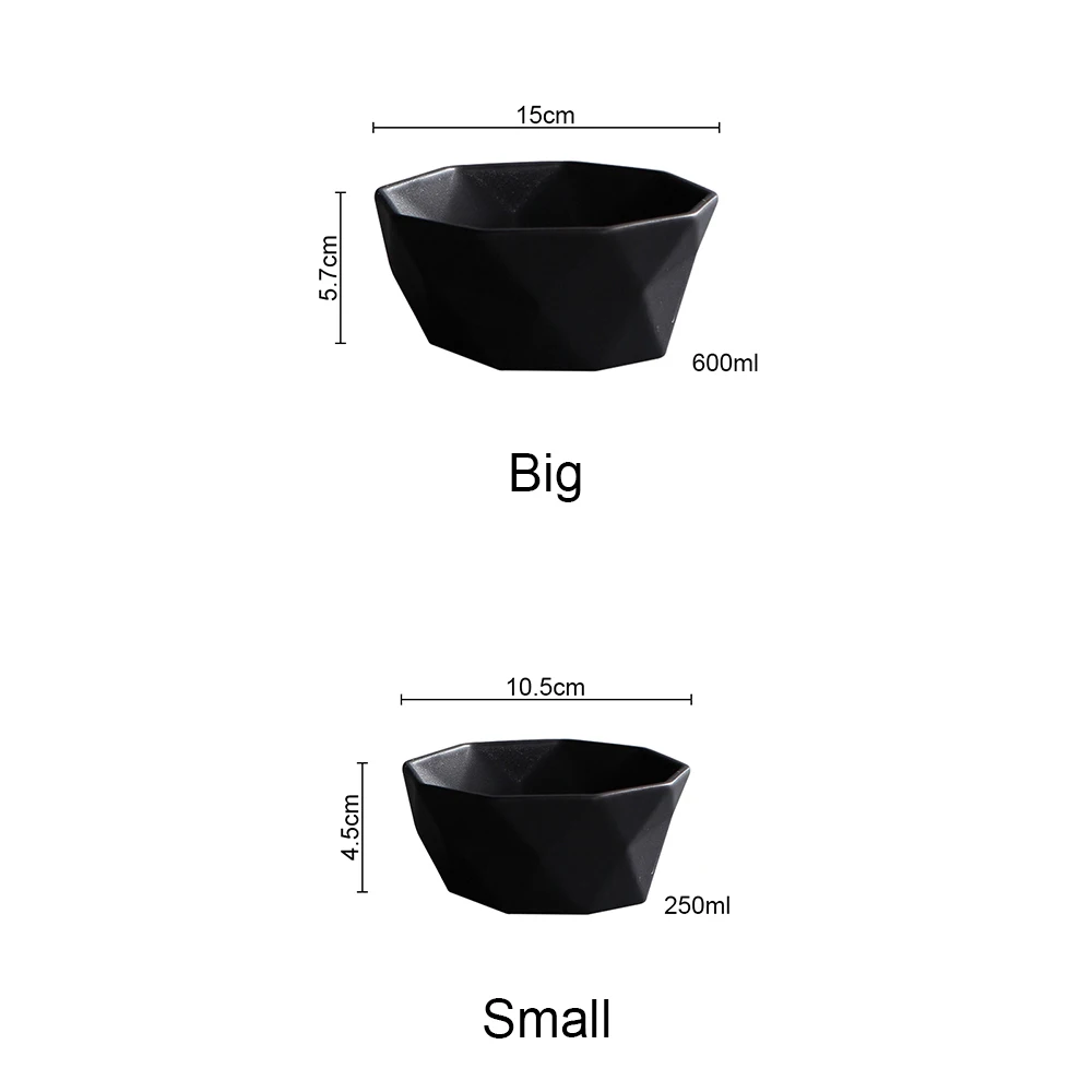 Керамическая Салатница, посуда с алмазным краем, суповые чаши, простая и креативная салатная миска геометрической формы Akuhome