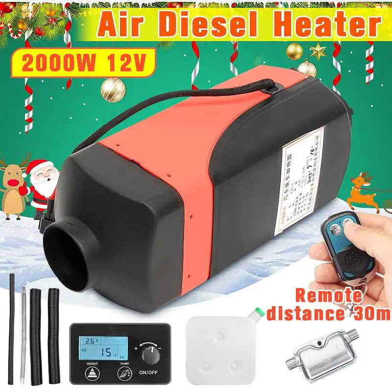 

Car Heater 2KW 12V Air Diesels Heater Parking Heater LCD Knob Switch + Silencer +Remote Control for RV, Motorhome Trailer, Truck