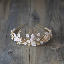 Золотые Свадебные короны ручной работы с цветами и листьями, свадебные аксессуары для волос, винтажные диадемы, стразы, головной убор, повязка на голову, вечерние ювелирные изделия