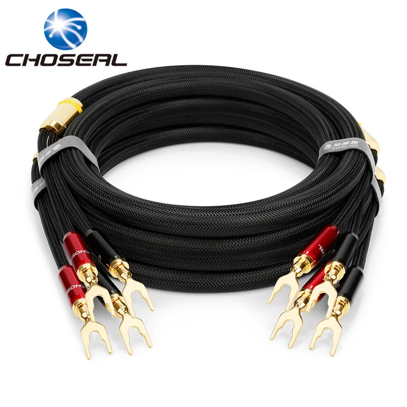 

Choseal QS991 Top Level Speaker Cable With Banana U type Connector HIFI Audio Cable Single Crystal Copper Wire For Home Theater