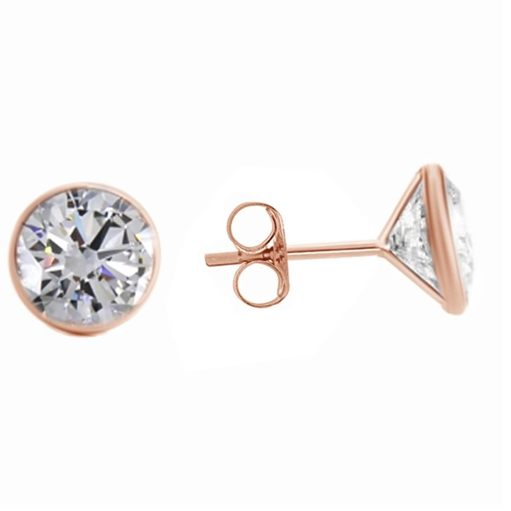 3.50 Carats Cubic Zirconia Stud Earrings 14K Rose Gold #With Free | Украшения и аксессуары