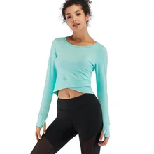 Женская одежда для фитнеса, для йоги, спортивный топ с длинным рукавом, топ для танцев, балета, женские рубашки, однотонный топ для йоги, тренировки, рубашки для спортзала, спортивная одежда