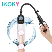 IKOKY Penis Enlargement Vacuum Pump Erotic Penis Pump with Pressure Gauge Male Masturbation Sex Toys For Men Cock Extender