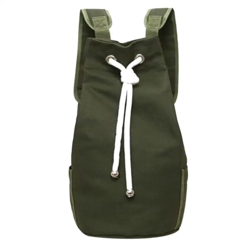 

Large Capacity Barrel Backpack Casual Men Canvas Backpack Army Green String Drawstring Day pack for Men Back Pack Backpacks