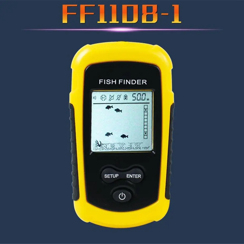 FF1108-1 المحمولة سونار إنذار صياد السمك السونار 0.7-100 M محول الاستشعار عمق مكتشف # B3 الأصفر