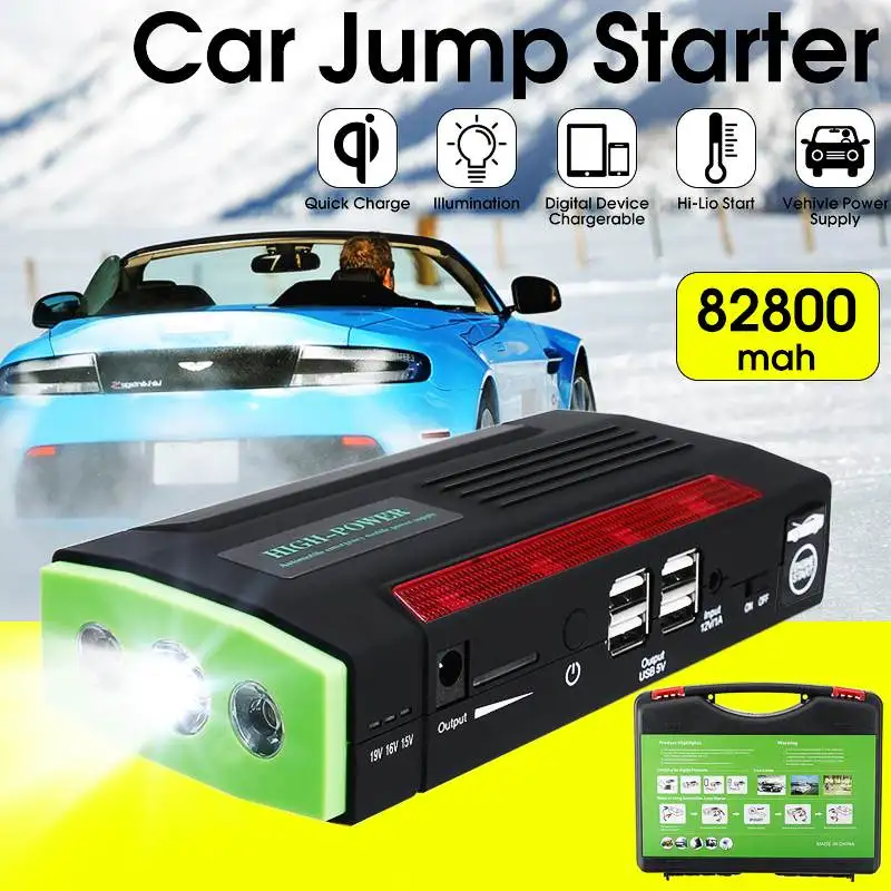 

KROAK Portable 600A 82800mAh 4 USB Car Jump Starter Pack Charger Booster Power Bank Battery Emergency Power Supply Charger