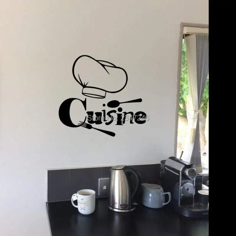 Cuisine French Kitchen Wall Sticker Chef Hat Vinyl Poster Home Decoration