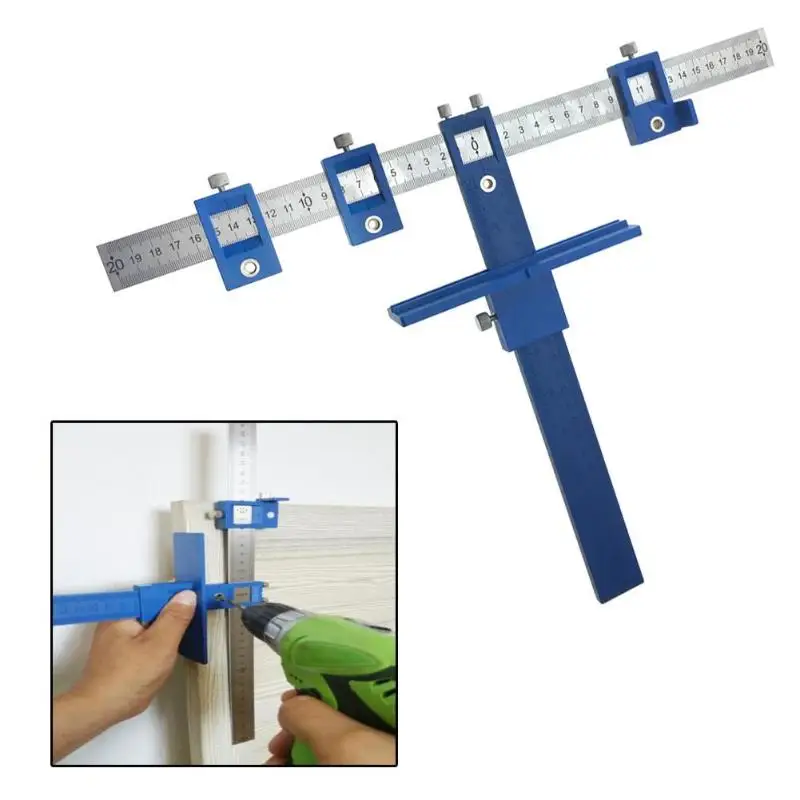 

Stainless Steel Ruler Detachable Hole Punch Locator Jig Tool Drill Guide Sleeve for Cabinet Hardware Wood Drilling Dowelling