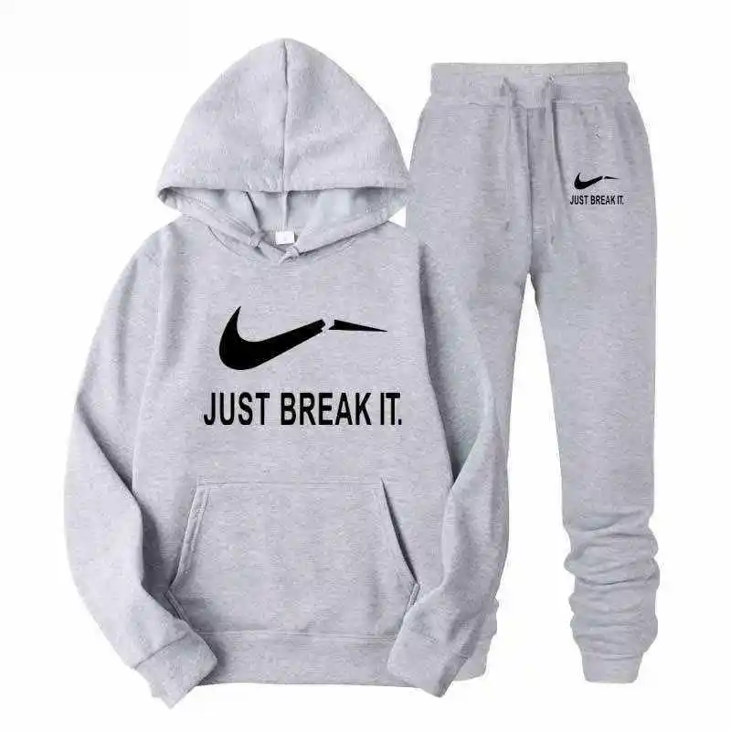 New 2019 Men Tracksuits JUST BREAK IT Outwear Hoodies Sportwear Sets Male Sweatshirts Cardigan Men Set Clothing+Pants Plus Size