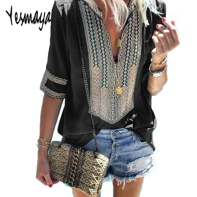 

Summer T-Shirt for Women Plus Size 5XL Casual Vintage Striped Patchwork Tee Shirts Women Top Tshirt Femme V-neck T Shirt Women