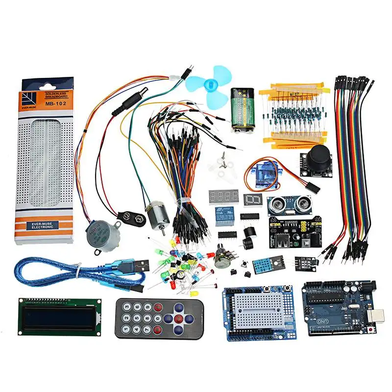 

NEW For UNO R3 Super Starter Kit Module LCD1602 Breadboard Power Supply Board Buzzer For Arduino