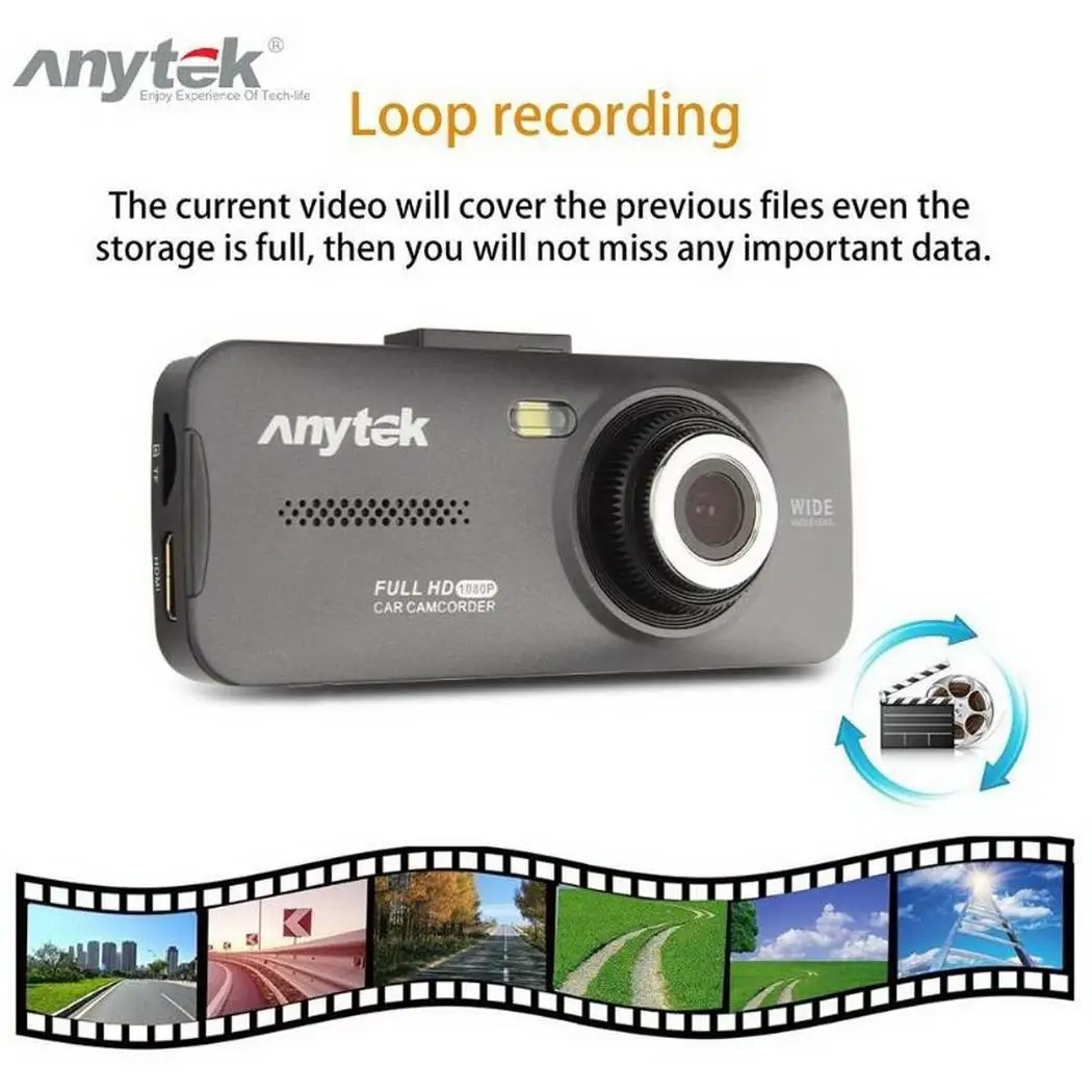 Anytek AT900 2 7 ''Автомобильный видеорегистратор камера Full HD 1080P WDR Автомобильная
