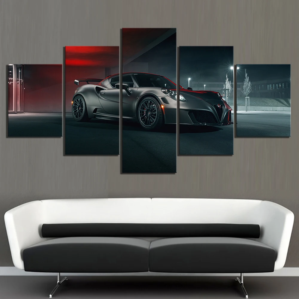 

5 Piece Luxury Car Paintings Sports Car Poster Car Pictures Canvas Paintings Wall Art for Home Decor