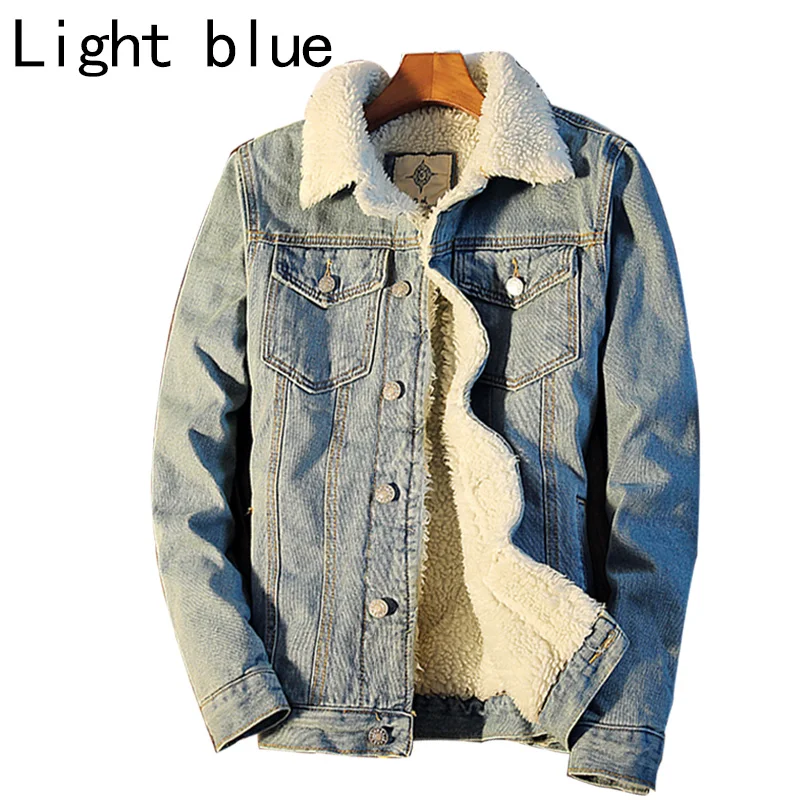 Men's Winter Warm Fur Jean Jacket Trucker Collar Fleece Lined Denim Coat Men's Winter Warm Fur Jean Jacket Trucker Collar Fleece Lined Denim Coat