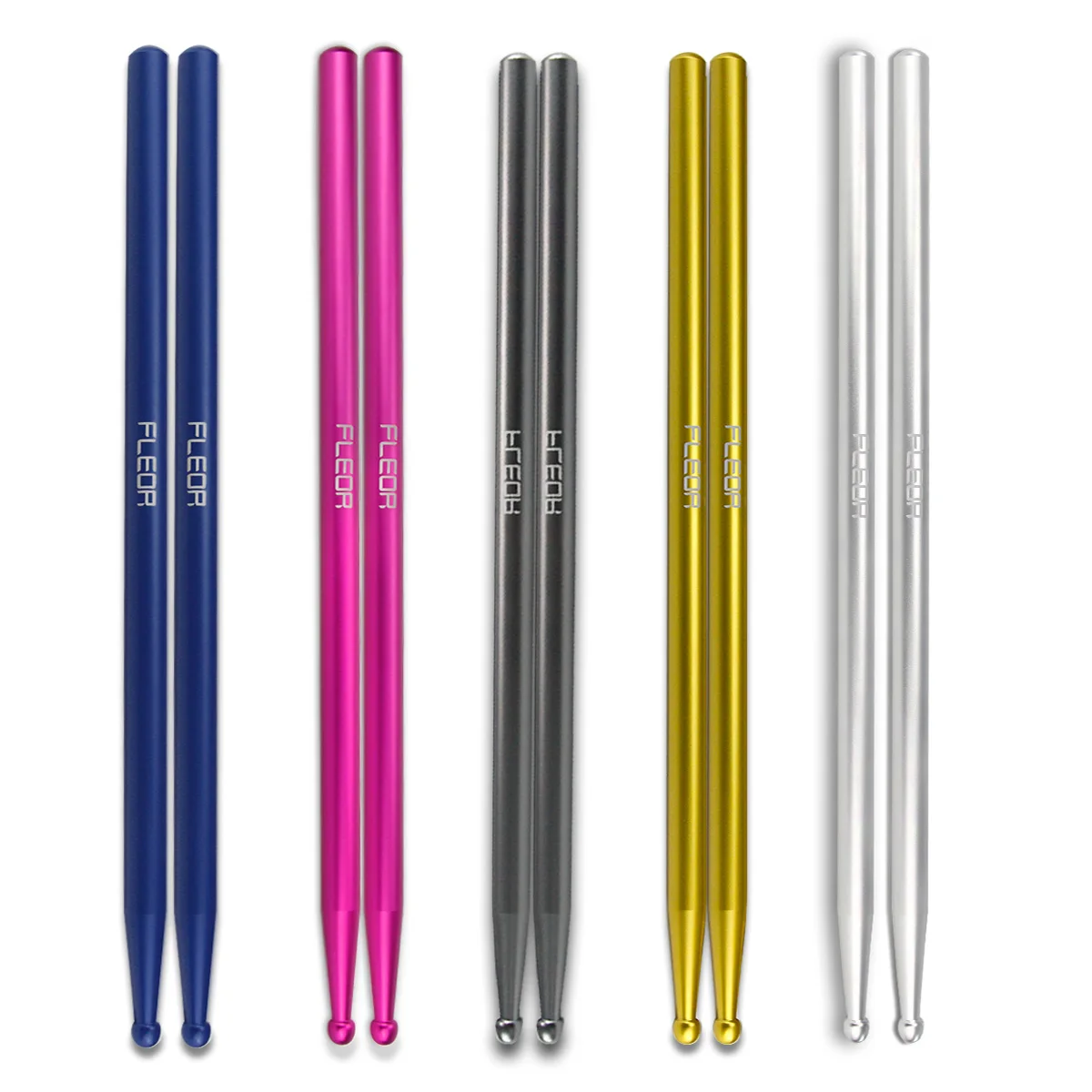 FLEOR 1 Pair Colorful Aluminium DrumSticks 5A Metal Drum Sticks Drum