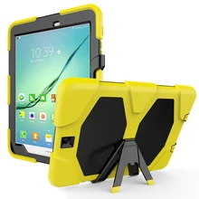 Tablet Crianças Seguro À Prova de Choque Heavy Duty Silicone + PC Kickstand Case Para Samsung Galaxy Tab S2 9.7 T810 T813 T815 t819 + presentes