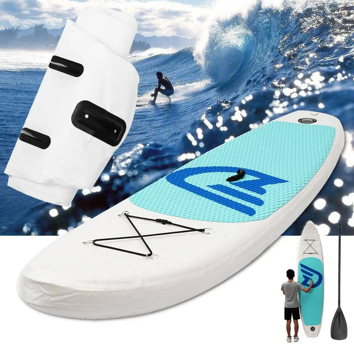 

Inflatable Surfing Board 10ft Surf Paddle Board Stand Up Water Pump Foot Leash Beach Ocean Body Boarding Water Sports Supplies