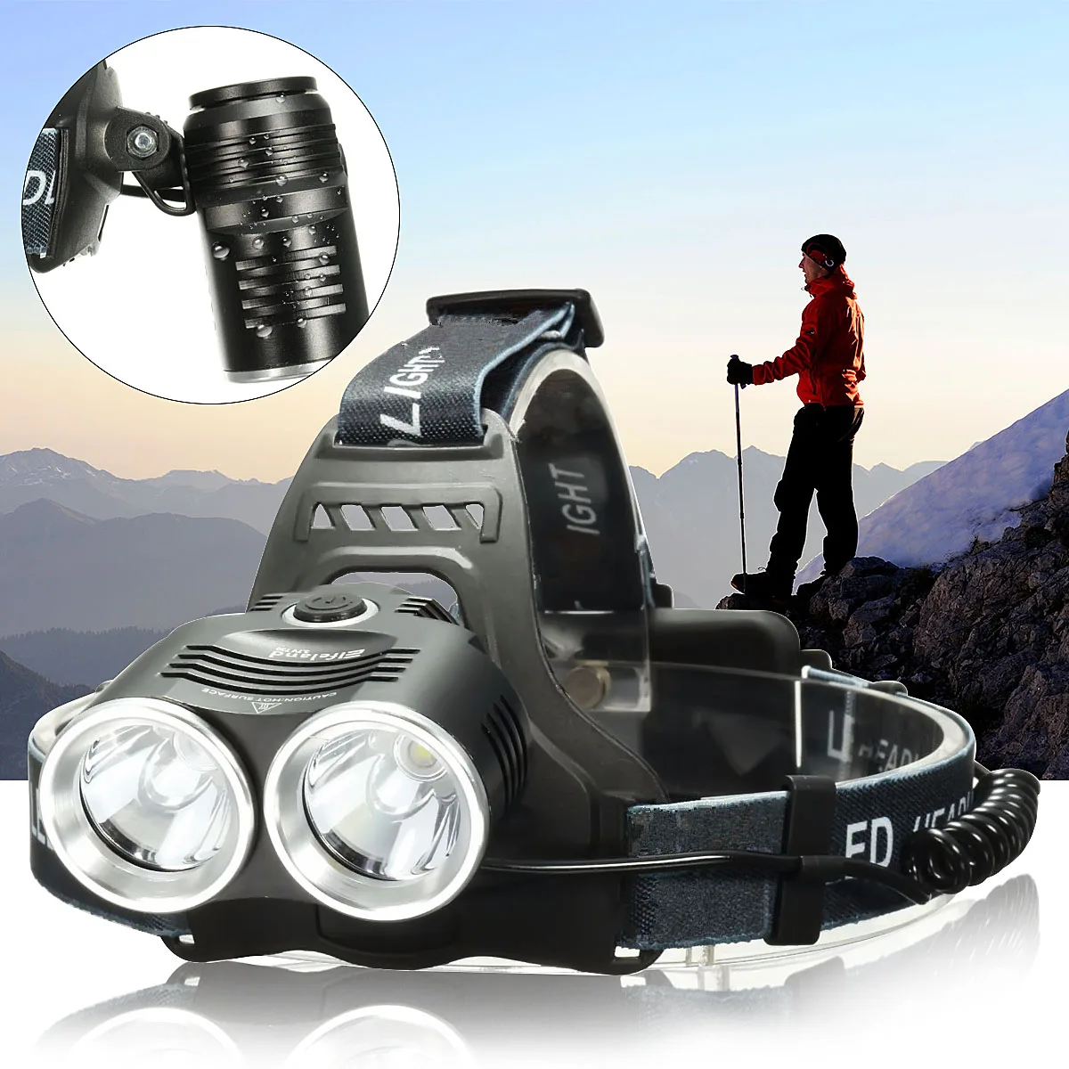 

Smuxi headlight white head light Headlamp aluminum alloy adjustable elastic headband for hunting cycling mountaineering camping