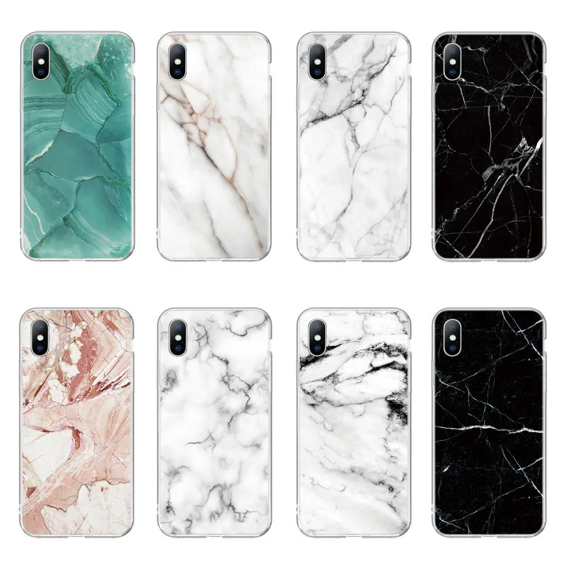 

Ottwn Phone Case For iPhone X XS XR Xs Max 5 5s SE 6 6s 7 8 Plus Transparent Marble Printed Soft TPU Silicone Clear Back Cover