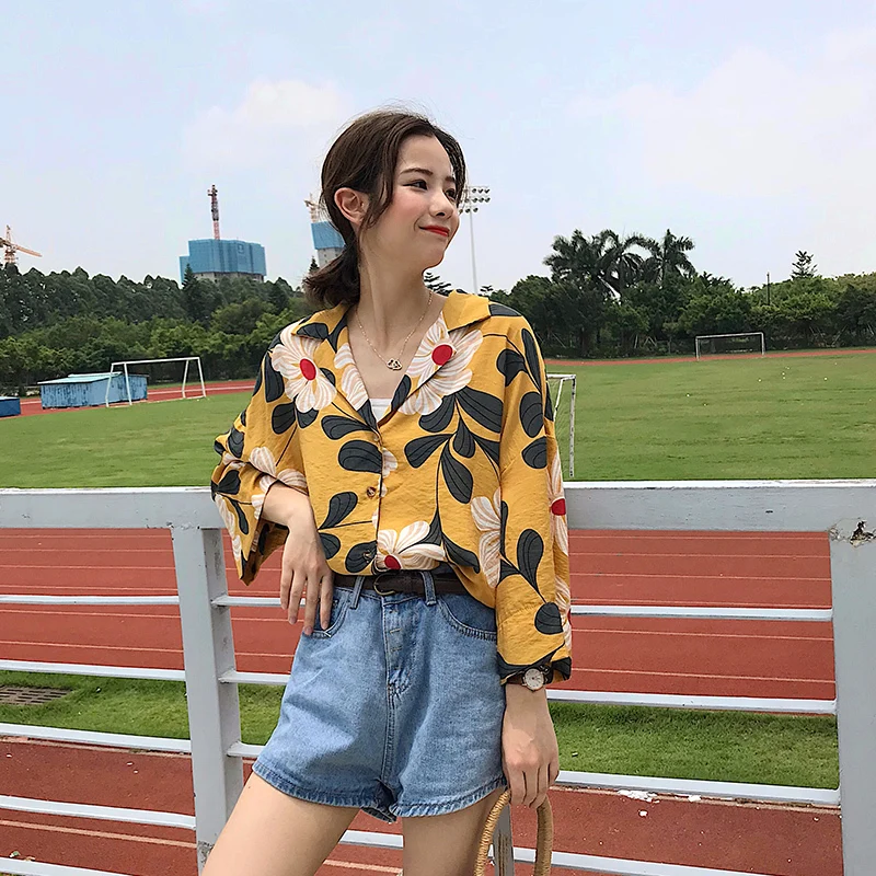 Рубашки camiseta femininaTake Корейская версия новой феи большой цветок рубашки женские