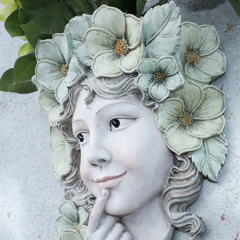 

Goddess hanging resin wall vase crafts wall flower pot family outdoor smile girl character fairy garden plantation decoration