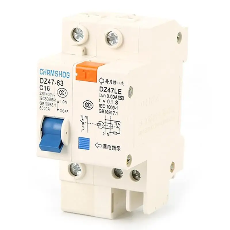 

Dz47le-63 RCCB 1P Residual Current Circuit Breaker Household Electricity Leakage Protector Short Circuit Overload Protection