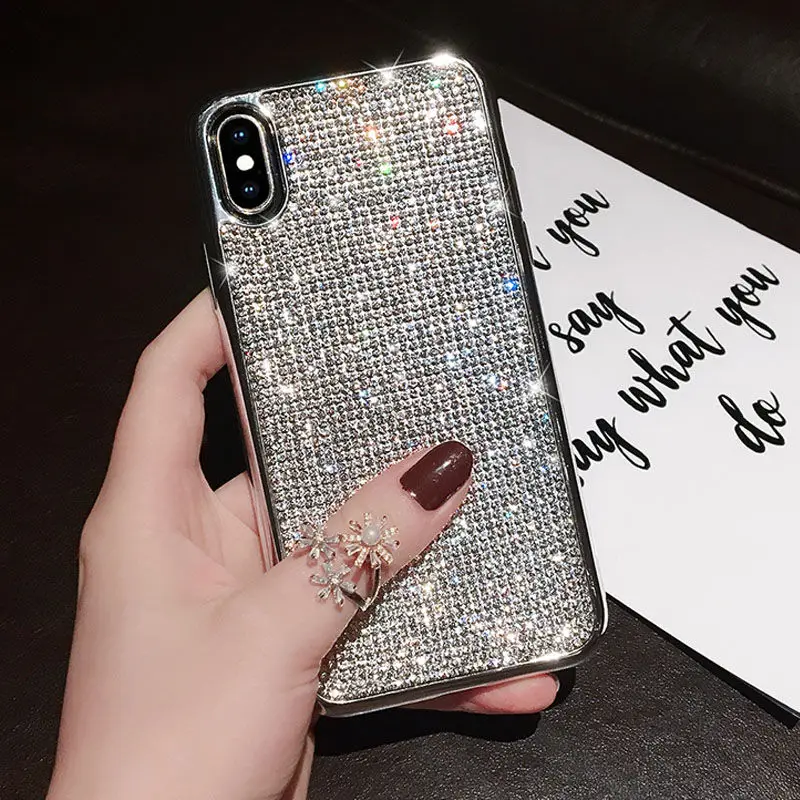 Блестящий блестящий чехол со стразами для iphone X XS XR Max 7 8 Plus 6 6S мягкий силиконовый