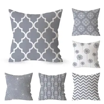 

18 x 18" Polyester Pillow Case Gray Geometric Decorative Polyester Geometric Pillowcase