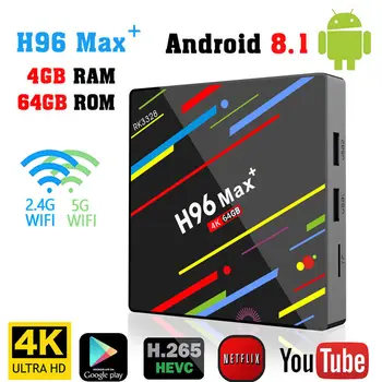 

2018 Newest Hot 4+32GB 64GB Android 8.1 Nougat RK3328 Quad Core Smart TV BOX H96MAX H2 Dual Wifi