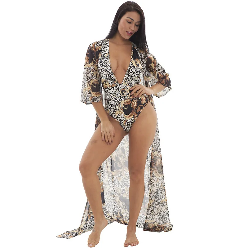 VITIANA Women Summer Beach Bodysuit 2 Pieces Sets 2019 Female Print Flower Leopard Bodysuits Ladies Sunshine Sexy Swimsuit|Боди| |