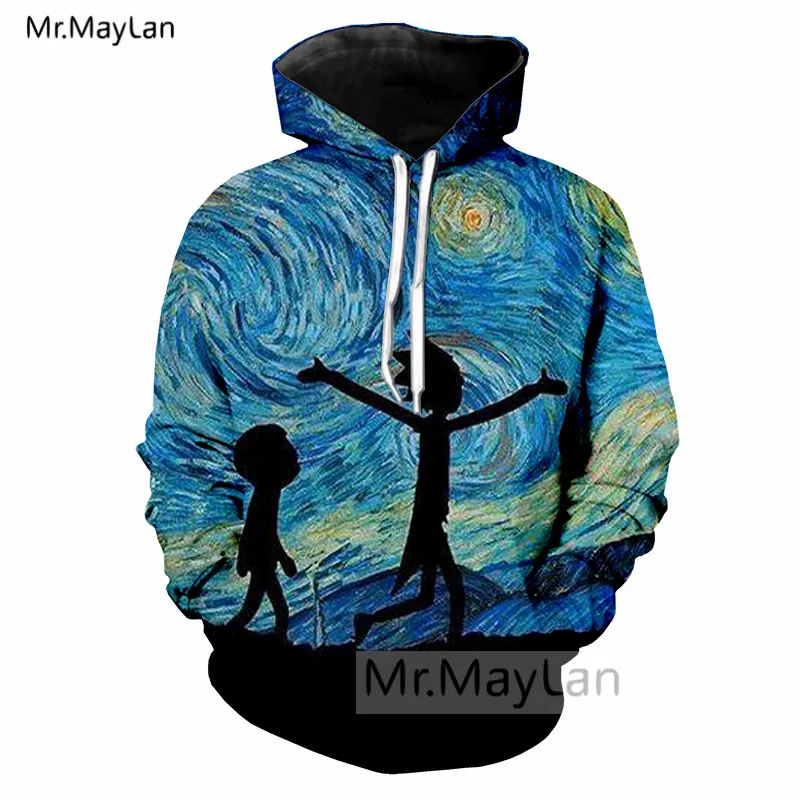 

Oil Painting Van Gogh Ricky and Morty 3D Print Jacket Men/women Anime Hipster Streetwear Sweatshirts Hoodie Boys Blue Tracksuits