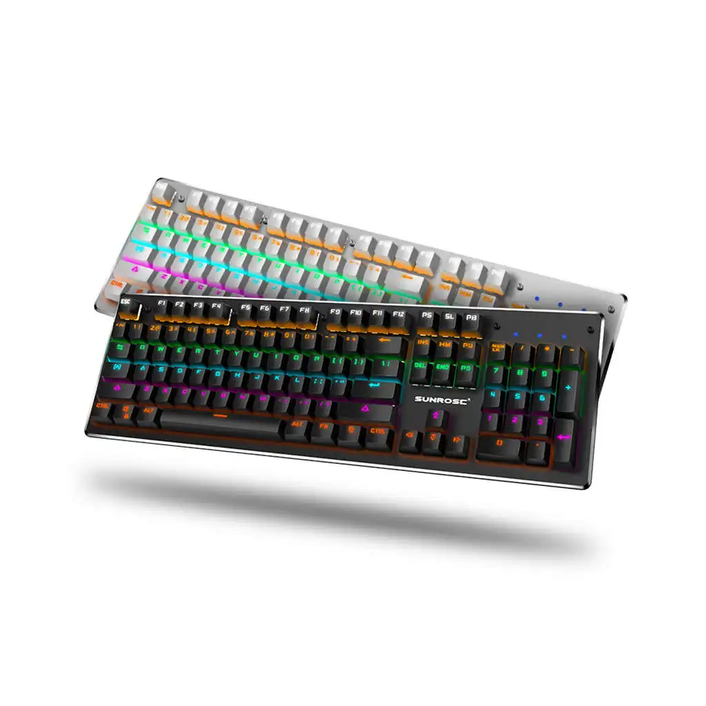 Sunrose T610 104 Keys English Wired Usb Backlit Mechanical Rgb Gaming Keyboards Waterproof For Tabl